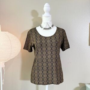 Vintage 90s Frazier Lawrence brown gold medallion top S